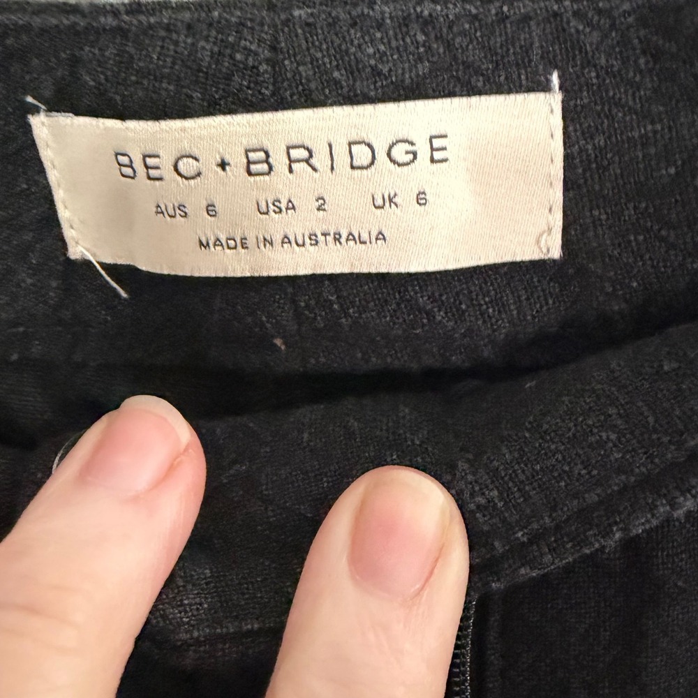 Bec + Bridge Wide Leg Trouser Pants 2 Black Workwear Career Quiet Luxury Office - Picture 7 of 11